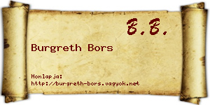 Burgreth Bors névjegykártya